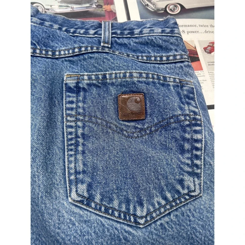 Vintage Carhartt B155 DST Fleece Lined Jeans Men's 38x32 Blue  Workwear